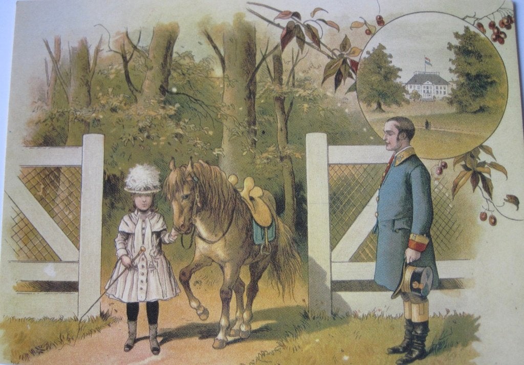 Ilustratie uit de jeugd van Wilhelmina - met haar paard, Verzamelen, Ophalen of Verzenden, Voor 1920, Ongelopen, Overige thema's