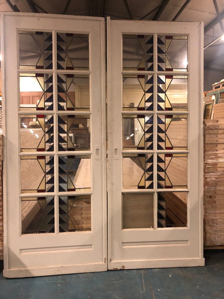 2 set glas in lood schuif / en-suite deuren 211x165cm., Ophalen
