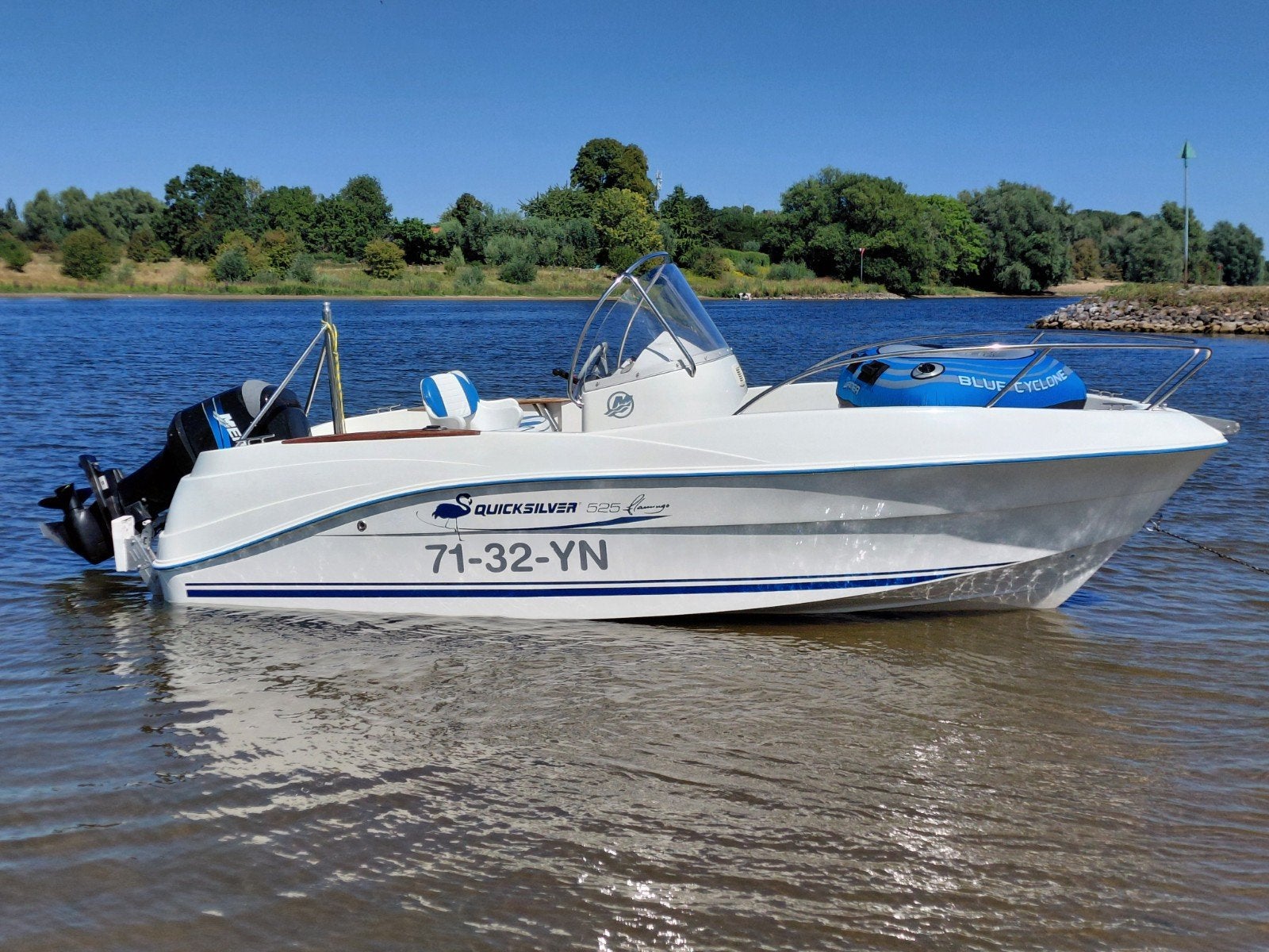 Quicksilver 525 Flamingo Open met Mercury 90PK - Nette staat, Zonnedek, Gebruikt, Buitenboordmotor, 5 m