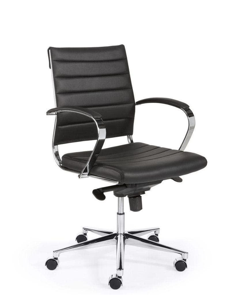 Design bureaustoel 600, lage rug, Zwart kunstleder, Zwart, Nieuw, Ophalen of Verzenden, Bureaustoel