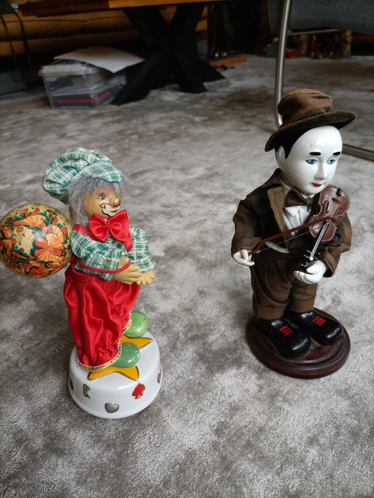 Twee muzikale clowns: opwindbaar met speeldoos, Ophalen of Verzenden, Gebruikt