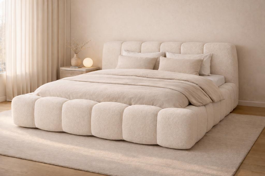 Ariana bed 140x200 met opbergruimte, boucle off-white, nieuw, Huis en Inrichting, Slaapkamer | Bedden, Wonello, Geilenkirchenerstrasse 31, 52538 Birgden-Gangelt, Duitsland