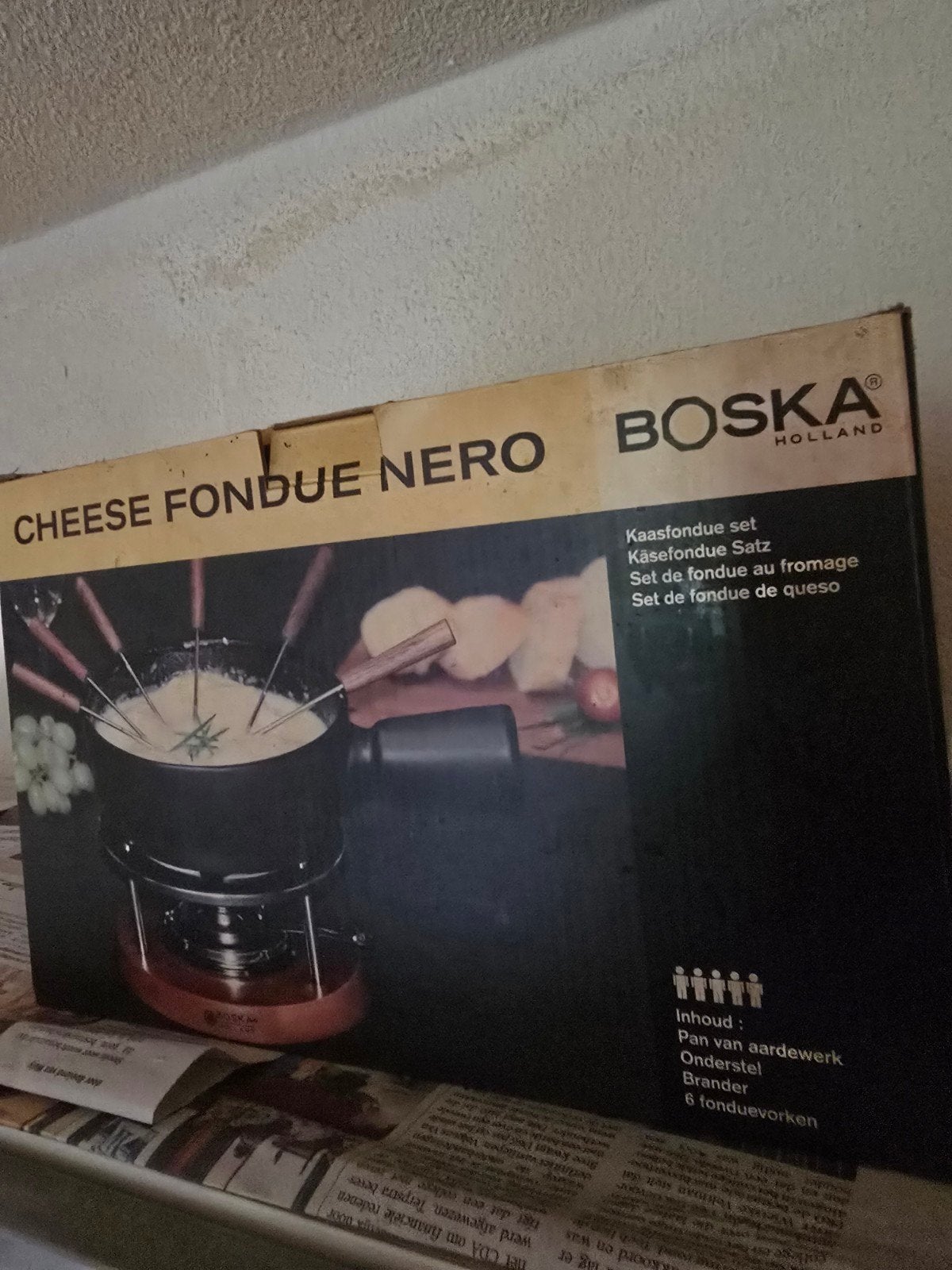 Boska Kaasfondue Set Nero - Compleet voor 5-6 personen, Ophalen, Overige typen, Zo goed als nieuw, Zwart