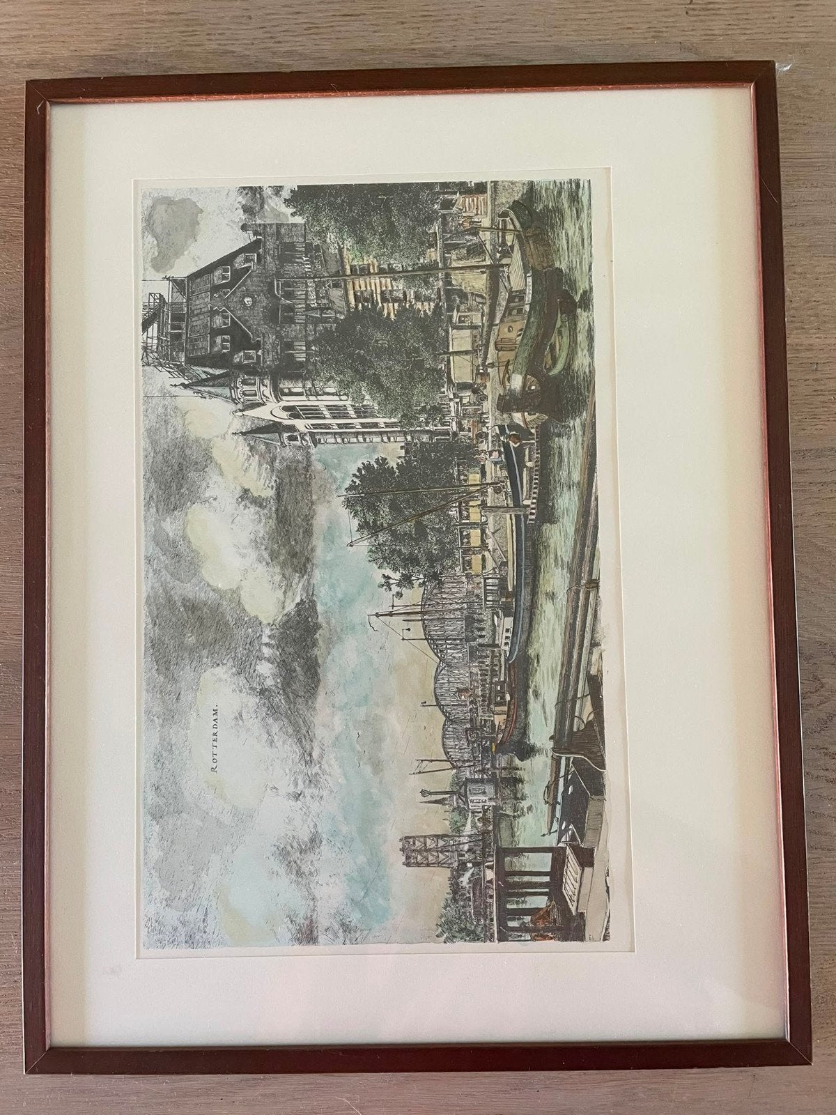 Ets- Rotterdam Havengezicht " De Kolk", Ophalen of Verzenden, Stadsgezicht, Ets, Ingelijst