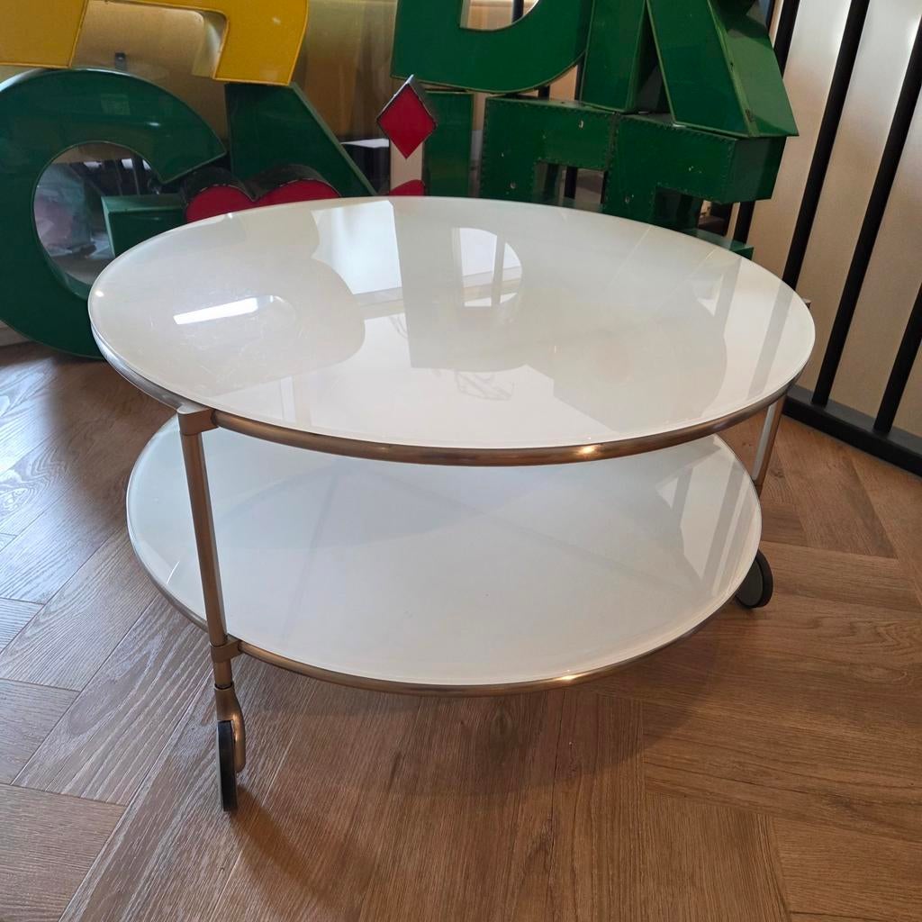 IKEA Strind salontafel, glas en chroom, op wieltjes, Ophalen