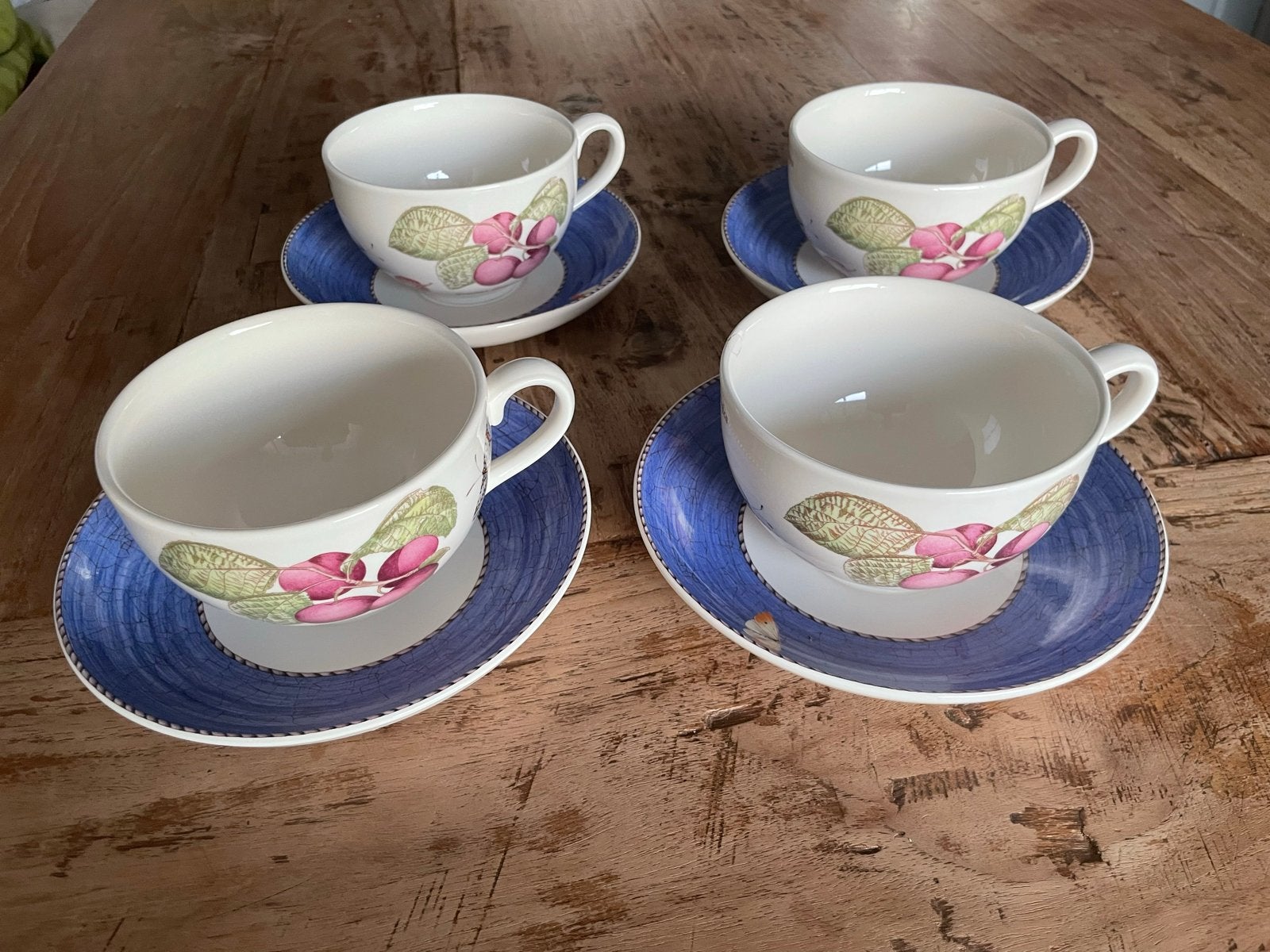 Wedgwood Sarah's Garden Kop en Schotel Set (4 stuks), Ophalen of Verzenden, Gebruikt, Porselein, Kop(pen) en/of Schotel(s)