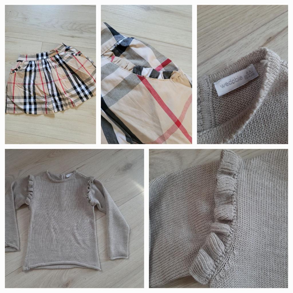 Burberry ruit rokje  met truitje wedoble mt 104, Wedoble, Zo goed als nieuw, Jurk of Rok, Verzenden