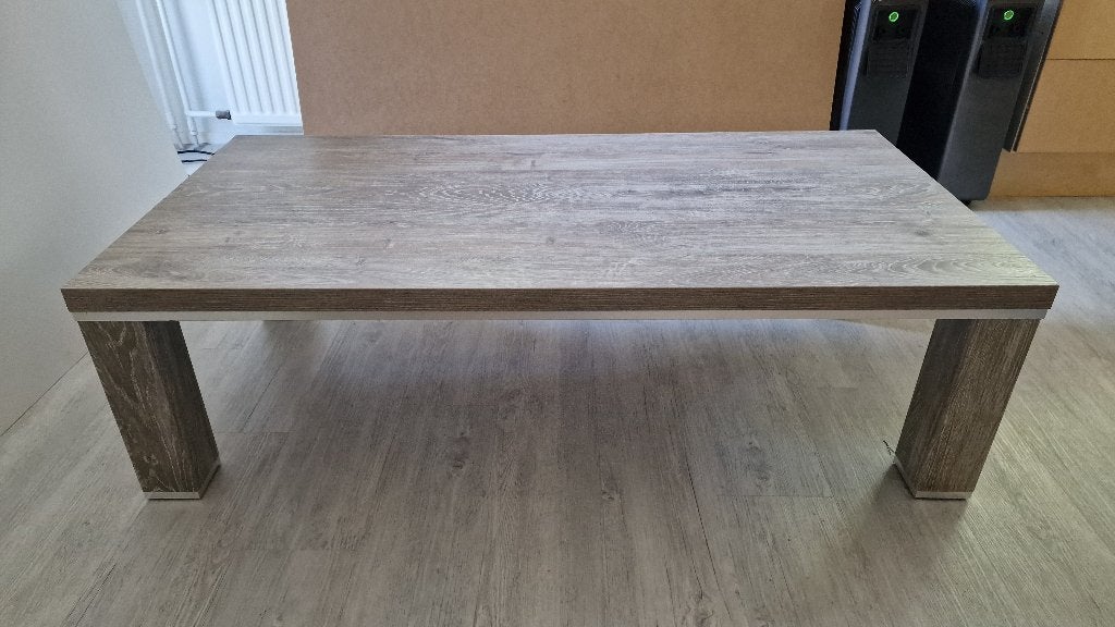 Salontafel grijs eiken, Ophalen, 100 tot 150 cm, Eikenhout, Nieuw