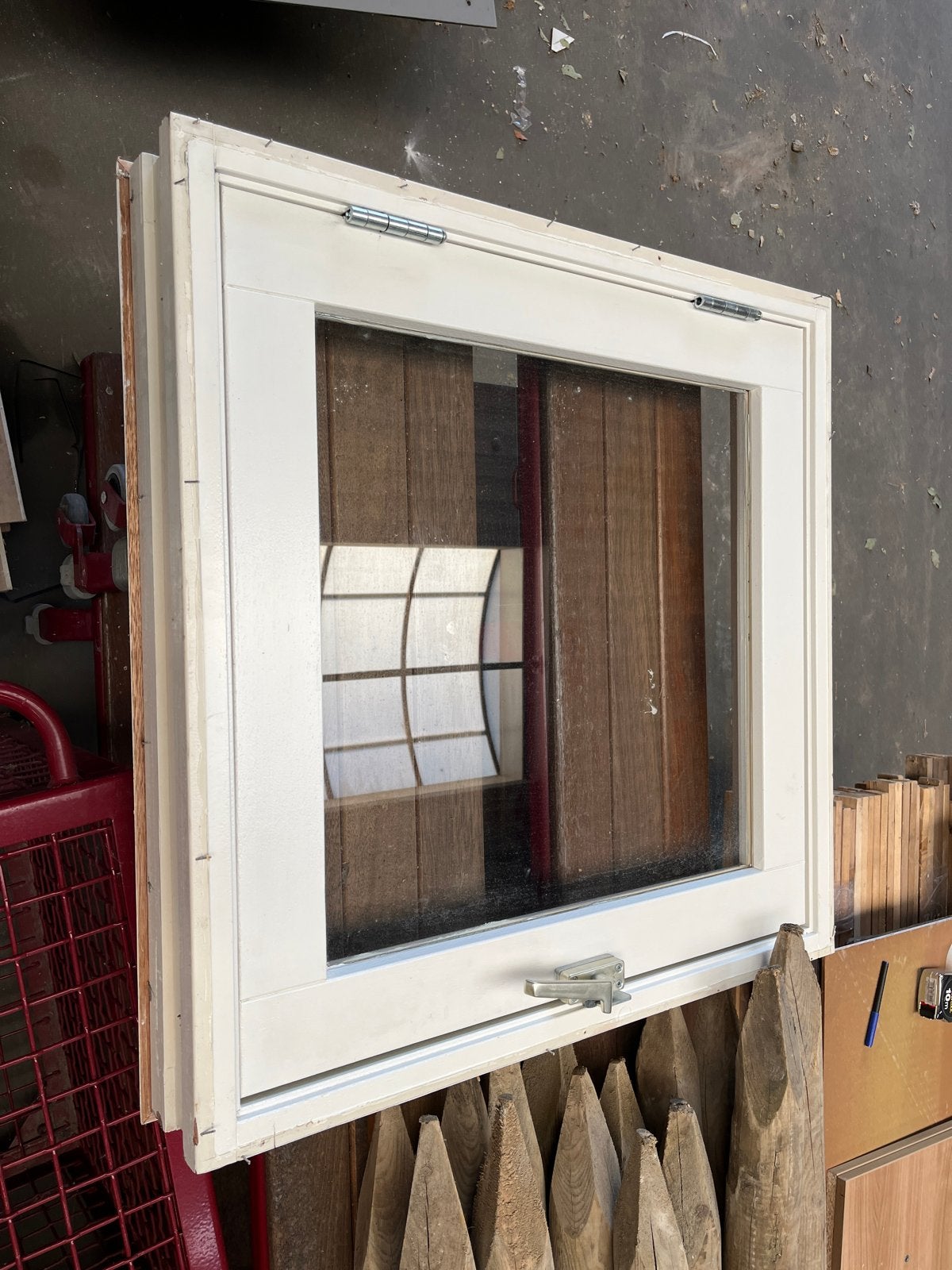 Raamkozijn met glas 80x80 cm, 13cm diep, Ophalen, Gebruikt, Gevelraam of Ruit, 80 tot 120 cm