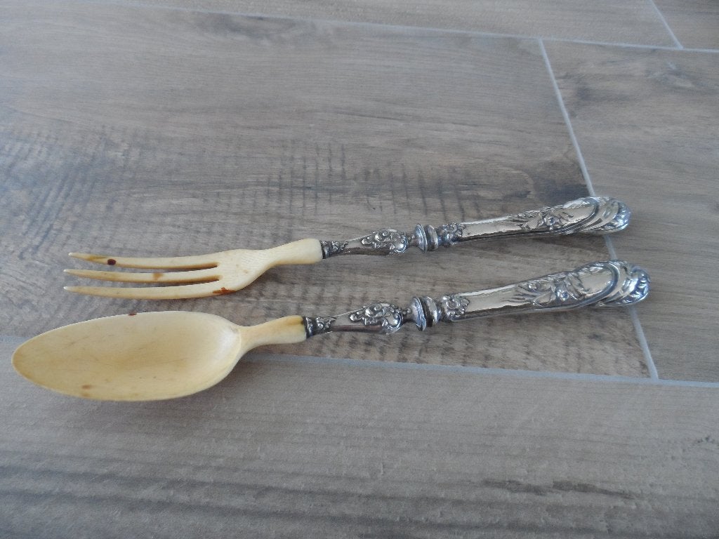 Sla bestek met zilver., Antiek en Kunst, Ophalen of Verzenden, Zilver