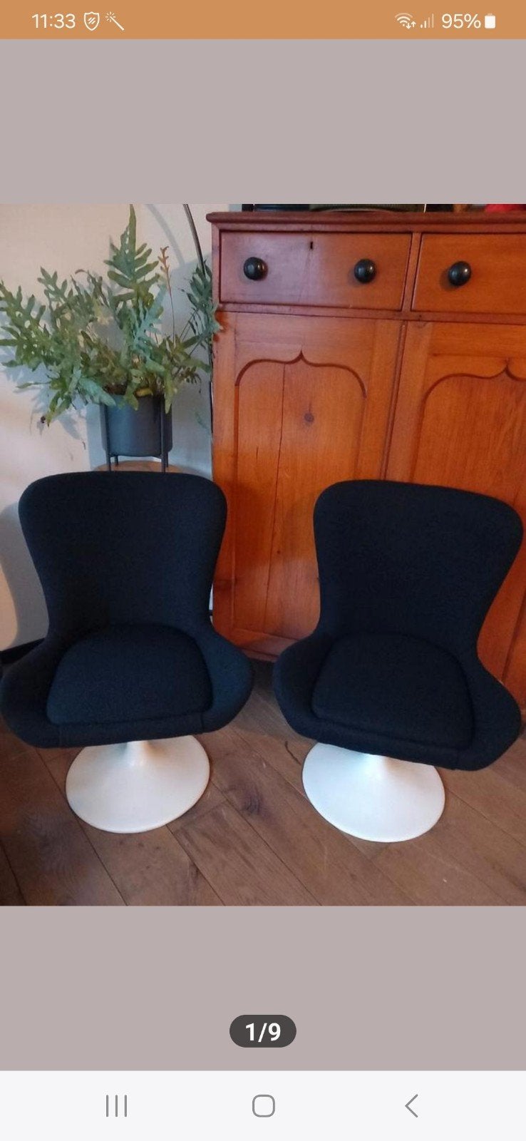 Vintage tulpvoet/trompetvoet stoeltjes, Huis en Inrichting, Stoelen, Ophalen, Wit, Twee