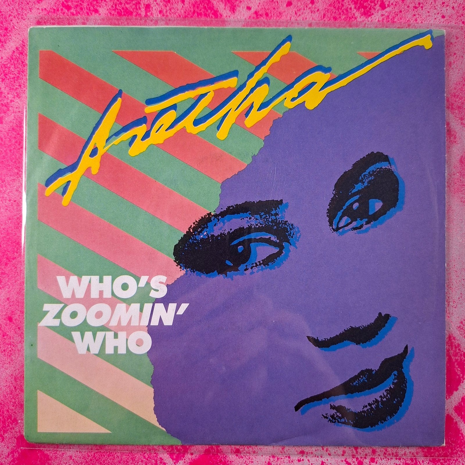 Aretha Franklin Who's Zoomin Who single, Gebruikt, 7 inch, Pop, Overige typen