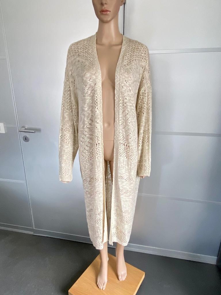 i300 Nieuw: Yesta maat 46=L lang gebreid Ibiza vest beige, Kleding | Dames, Beige, Maat 46/48 (XL) of groter, Ophalen of Verzenden