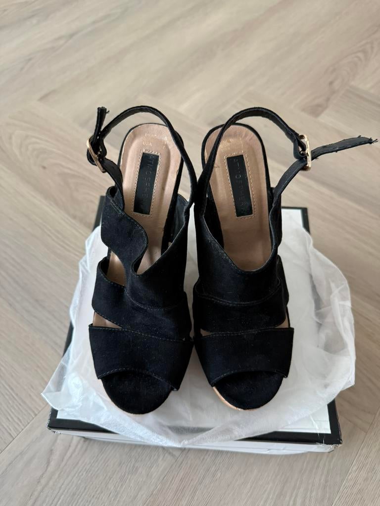 Hoge sleehakken wedges maat 38(high heels,pumps,sandalen), Pumps, Zwart, Ophalen of Verzenden, Zo goed als nieuw