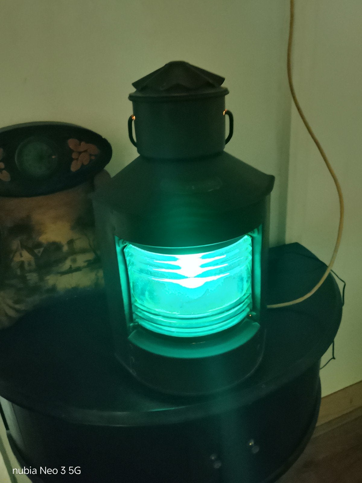 Antieke koperen scheepslamp - Stuurboord, Antiek en Kunst, Ophalen of Verzenden