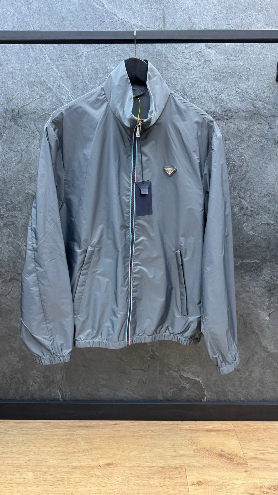 Prada Re-Nylon short jacket grey, Ophalen of Verzenden, Zo goed als nieuw, Maat 46 (S) of kleiner, Grijs