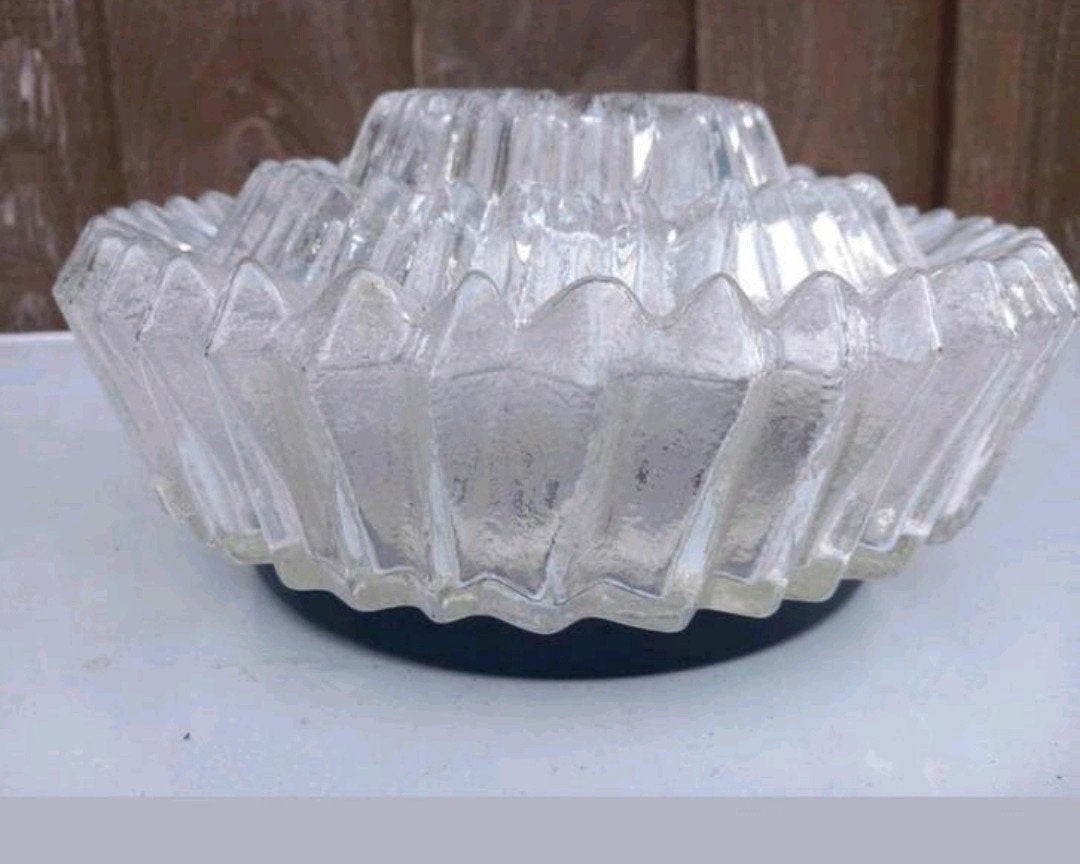 Vintage Glazen Plafonnière - Mid Century Duitsland, Antiek en Kunst, Antiek | Lampen, Ophalen of Verzenden