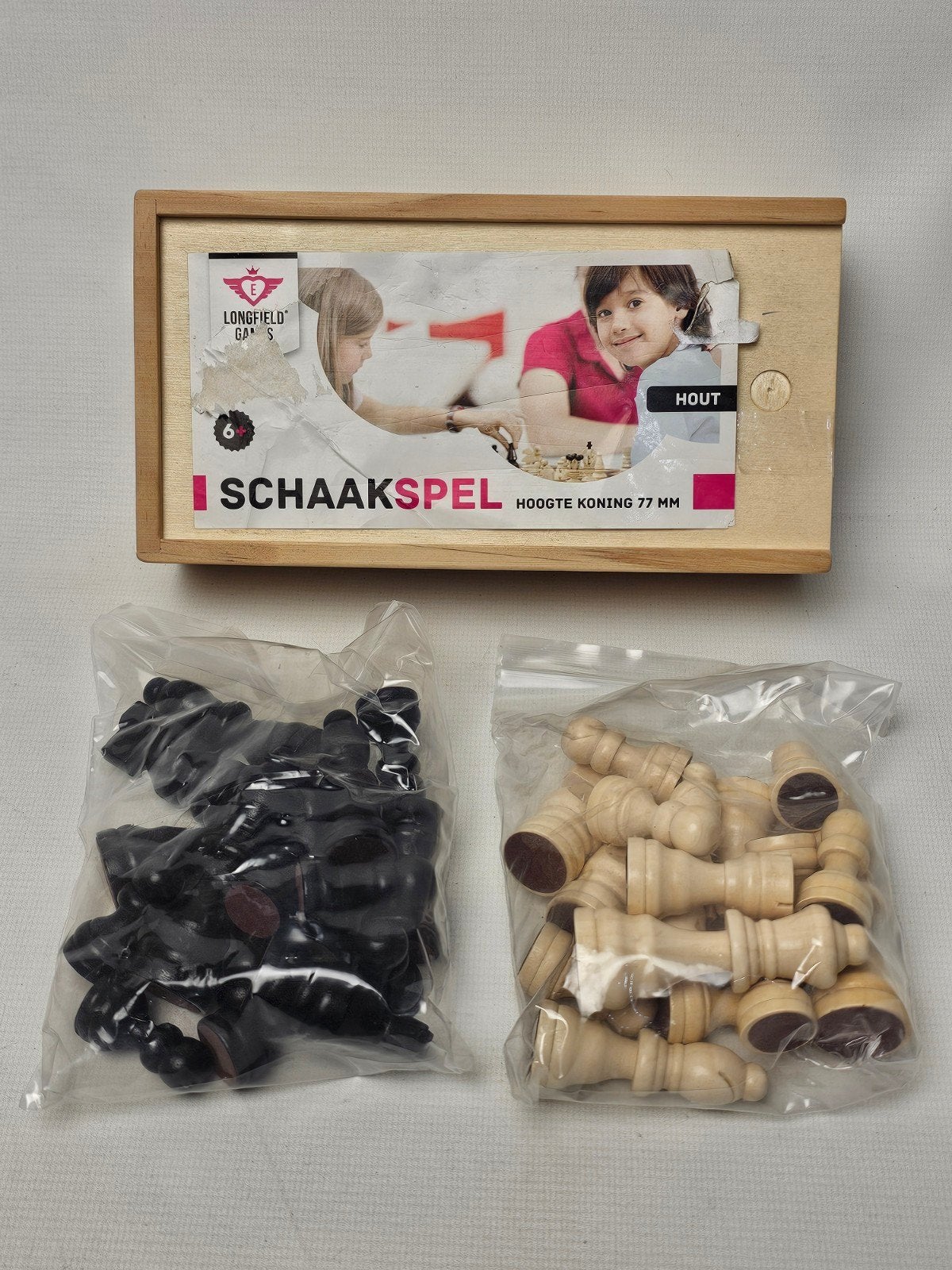 # Longfield Schaakspel - Ongebruikt Houten Schaakset, Een of twee spelers, Ophalen of Verzenden, Nieuw, Longfield