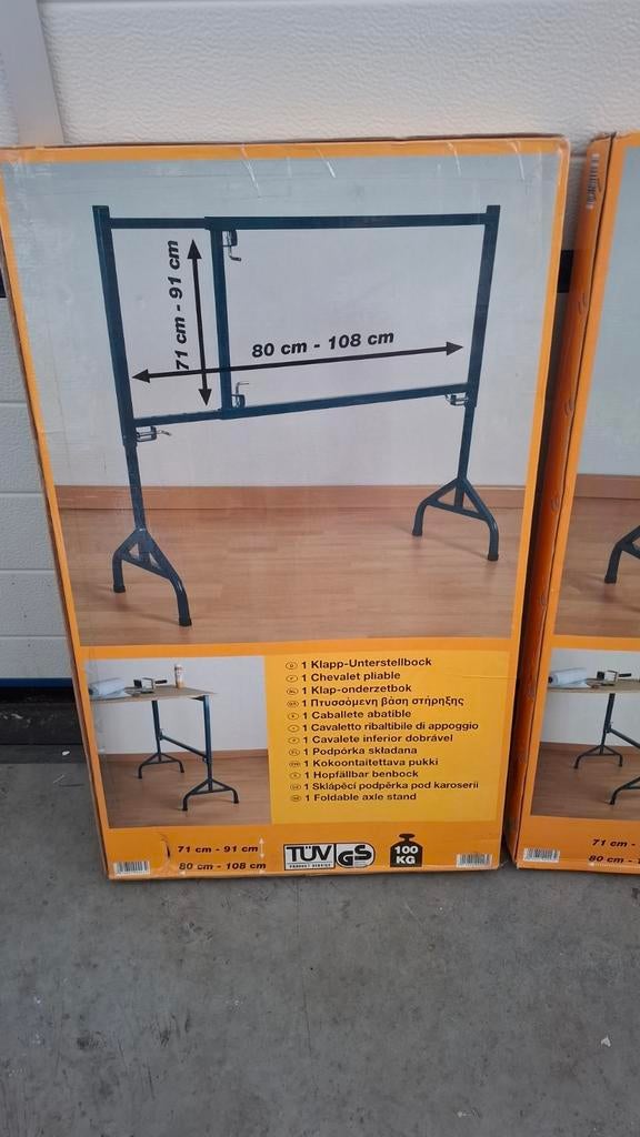 2 stuks stalen schragen,verstelbaar, nieuw in doos, Ophalen of Verzenden, Nieuw