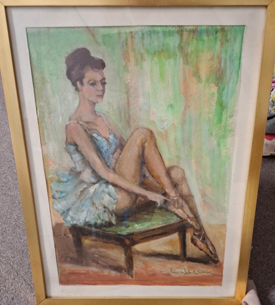 Schilderij van ballerina, gesigneerd L. de Ruine, Antiek en Kunst, Ophalen