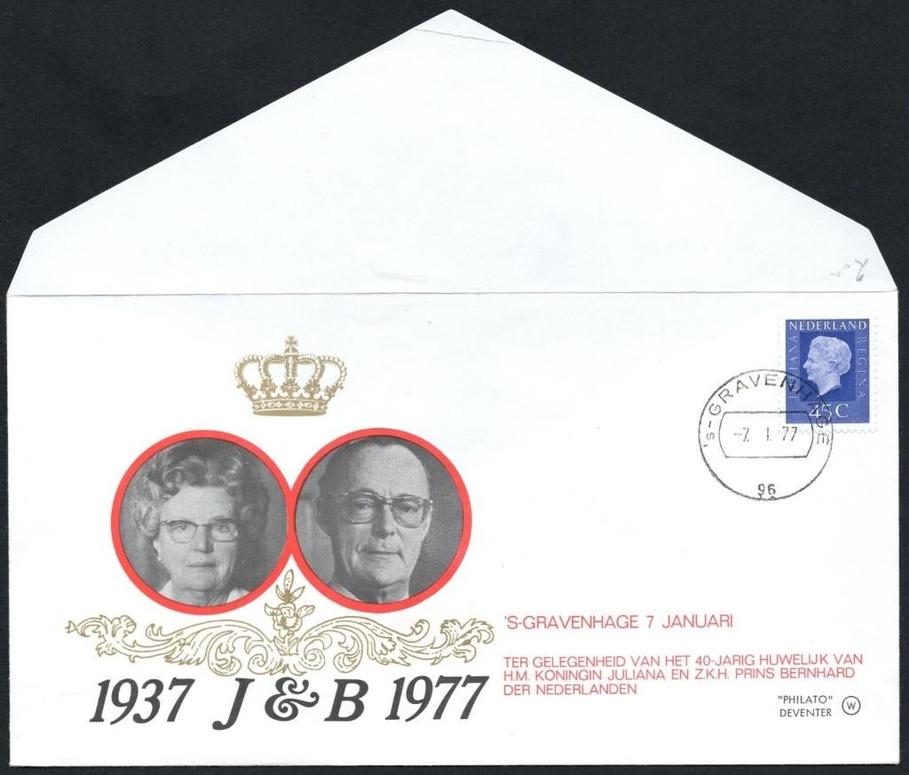 40 jarig huwelijk Koningin Juliana en Prins Bernhard 1977, Verzenden, Envelop