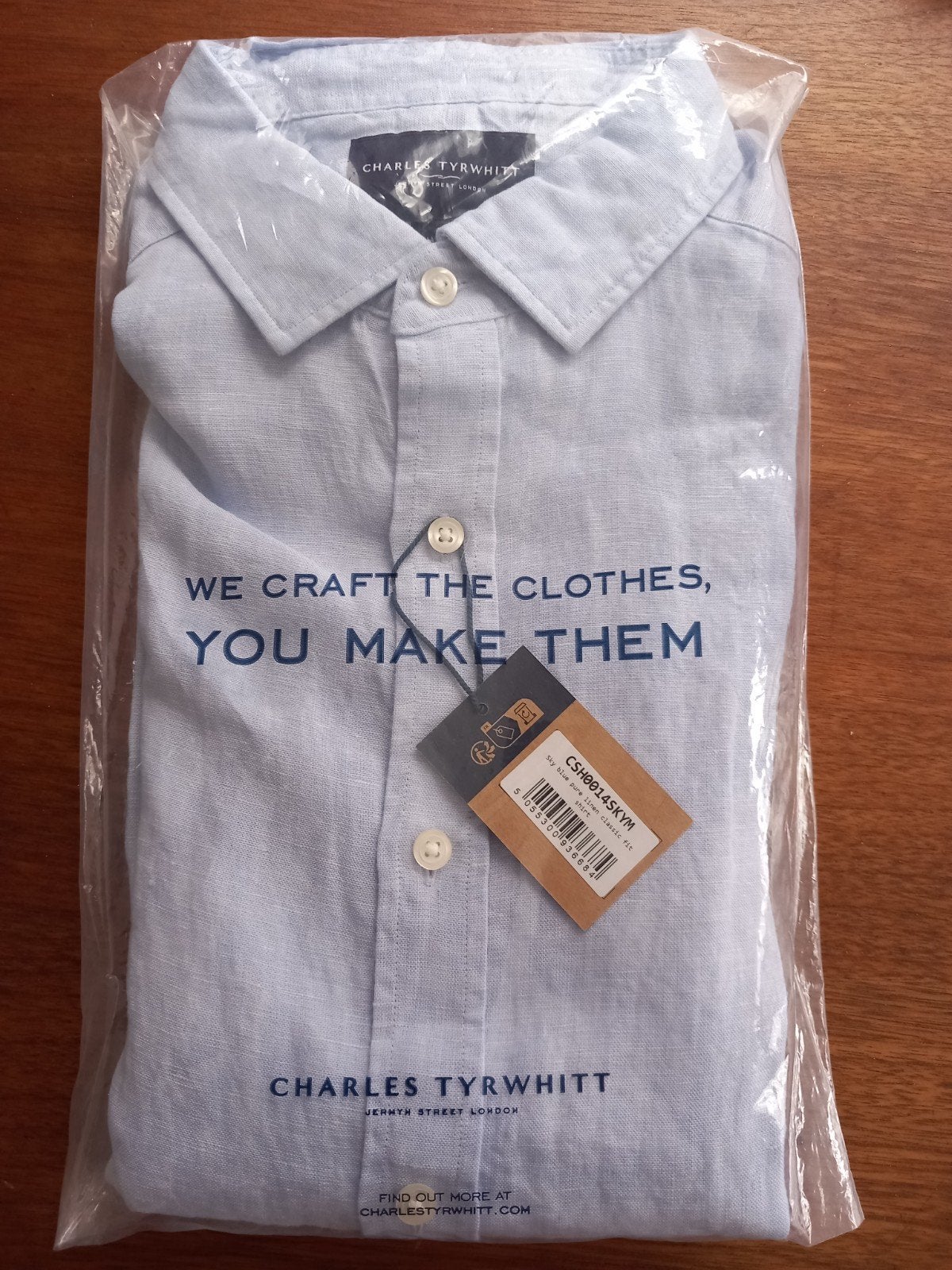 Nieuw Charles Tyrwhitt Lichtblauw Linnen Overhemd M, Blauw, Charles Tyrwhitt, Nieuw, Halswijdte 39/40 (M)
