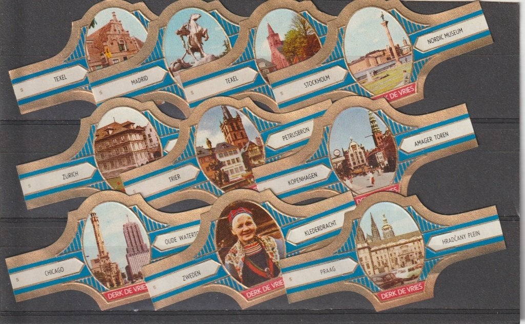 reeks 257  derk de vries   165.    1-10   sigarenbanden, Ophalen of Verzenden, Zo goed als nieuw, Sigarenbandjes