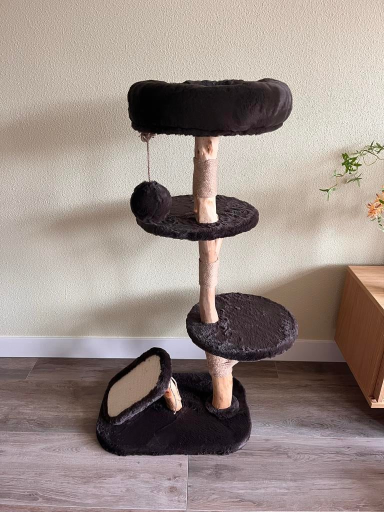 Nieuwe bruine krabpaal van natuurhout - 130 cm hoog, Ophalen, Nieuw