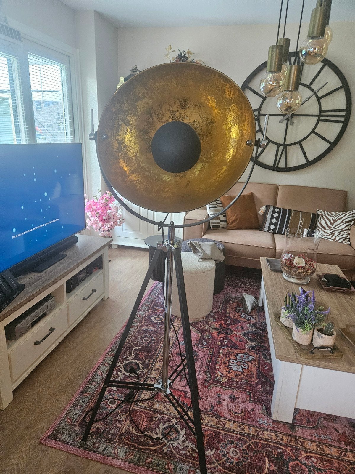 Golden Sun Lamp - Verstelbaar en Draaibaar, Ophalen of Verzenden, Gebruikt, Metaal, 150 tot 200 cm