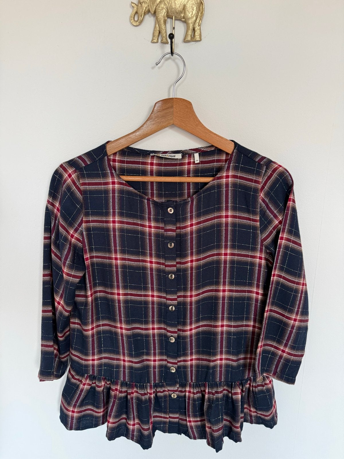 Rich & Royal geruite blouse maat 34, Kleding | Dames, Ophalen of Verzenden, Zo goed als nieuw, Maat 34 (XS) of kleiner, Blauw
