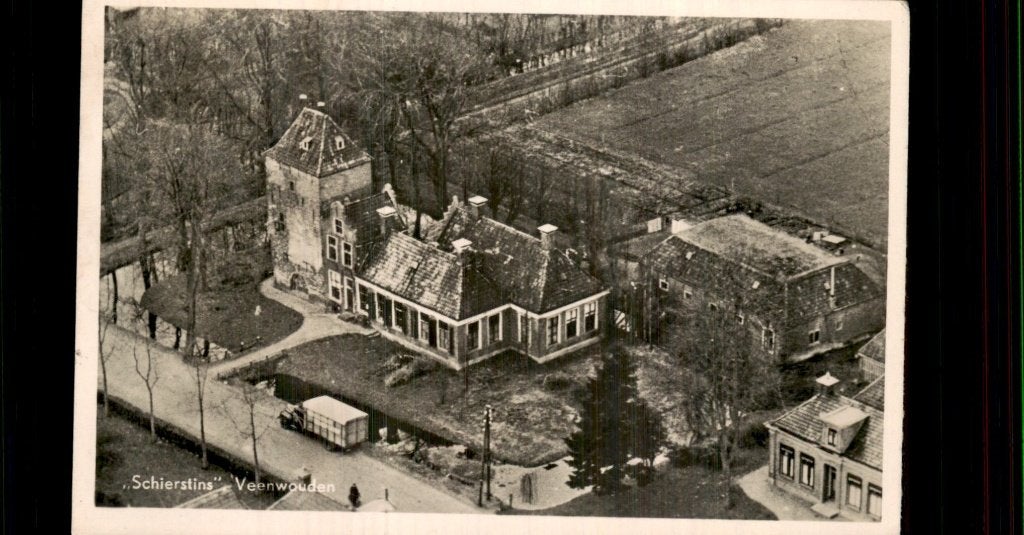Veenwouden - Schierstins - Luchtfoto, Ophalen of Verzenden, 1940 tot 1960, Gelopen, Friesland