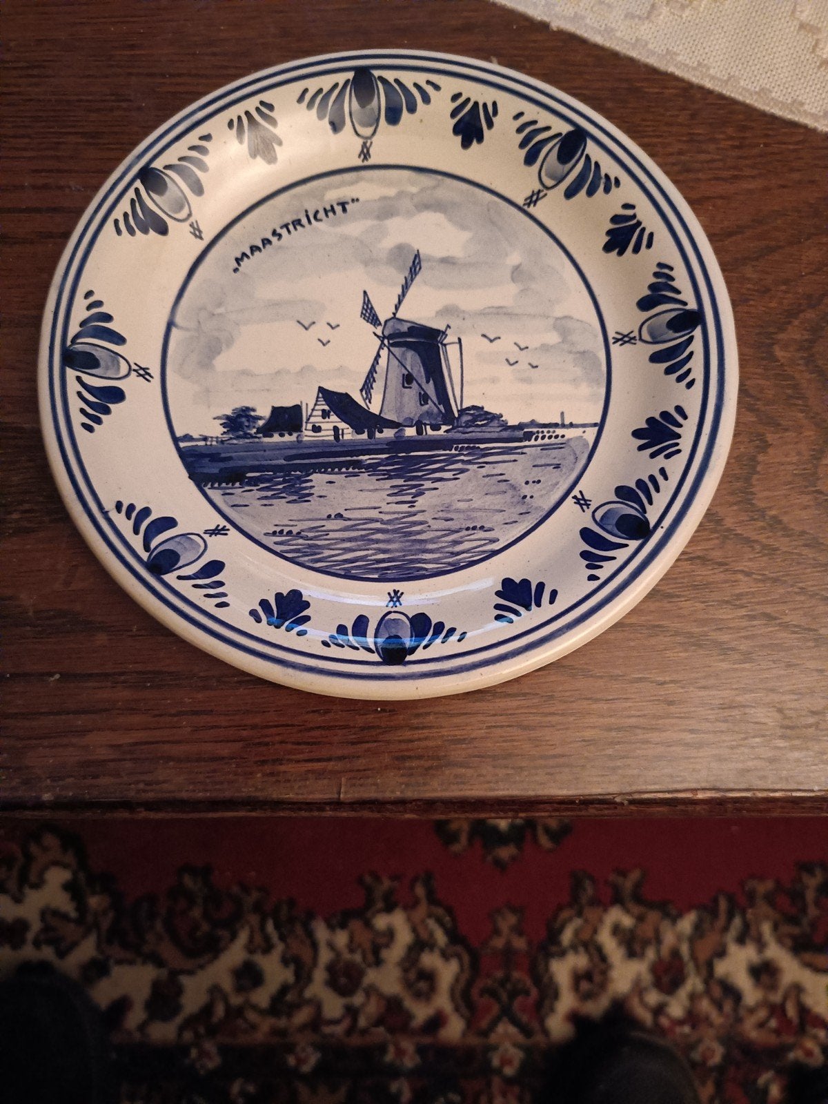 Delfts Blauw Wandbord "Maastricht" met Molen, Antiek en Kunst, Antiek | Wandborden en Tegels, Ophalen of Verzenden