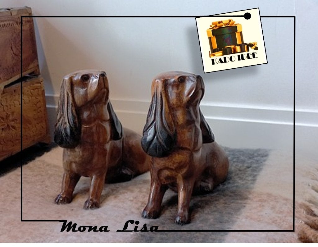 Houten Honden – Basset Hond, 20 cm hoog  💴    prijsperstuk, Antiek en Kunst, Ophalen of Verzenden