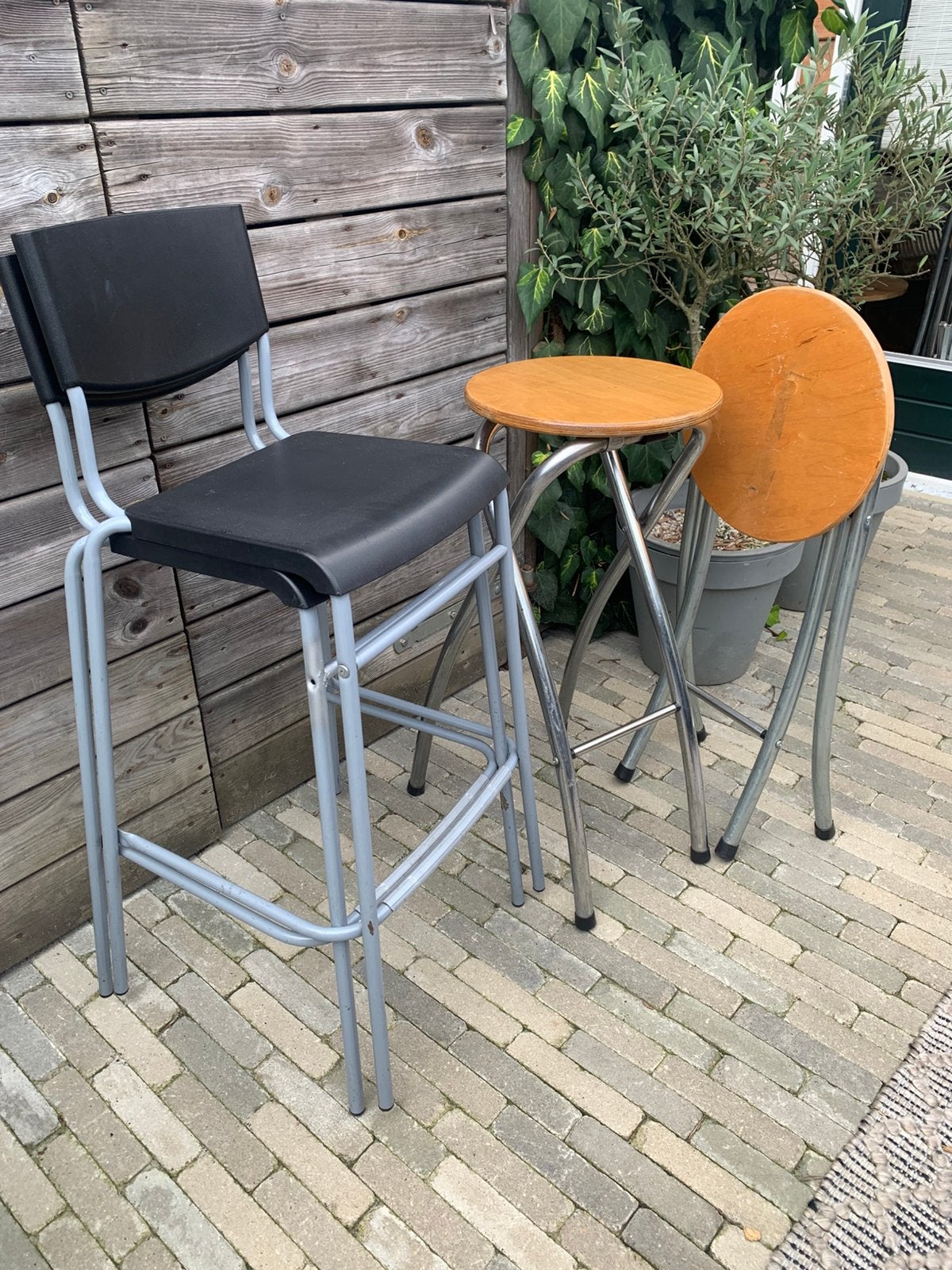 Barkrukken 2 ikea stapel en 6 inklapbare, Ophalen, Hout, Met voetsteun, 60 tot 90 cm