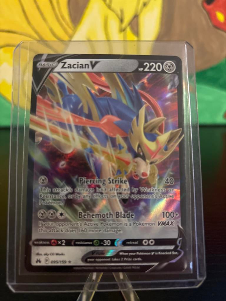 Crown Zenith - Zacian V Pokémon kaart, Ophalen of Verzenden, Zo goed als nieuw, Losse kaart
