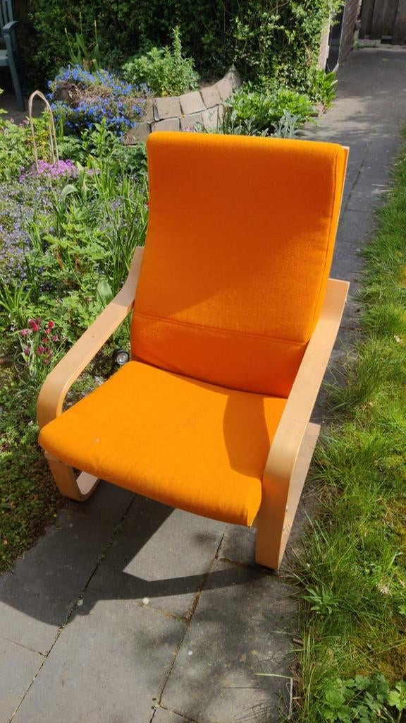 Oranje Ikea Poang stoel, Ophalen, Gebruikt, 75 tot 100 cm, Modern Scandinavisch