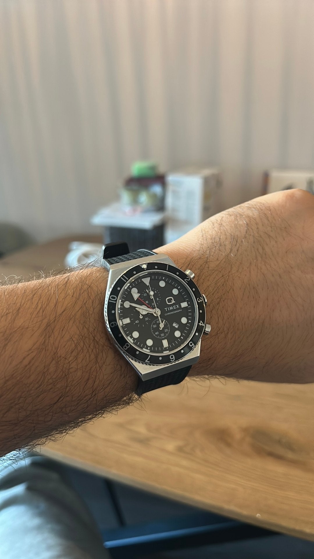 Q Timex chronograph gmt, Sieraden, Tassen en Uiterlijk, Ophalen of Verzenden, Zo goed als nieuw, Staal, Overige merken
