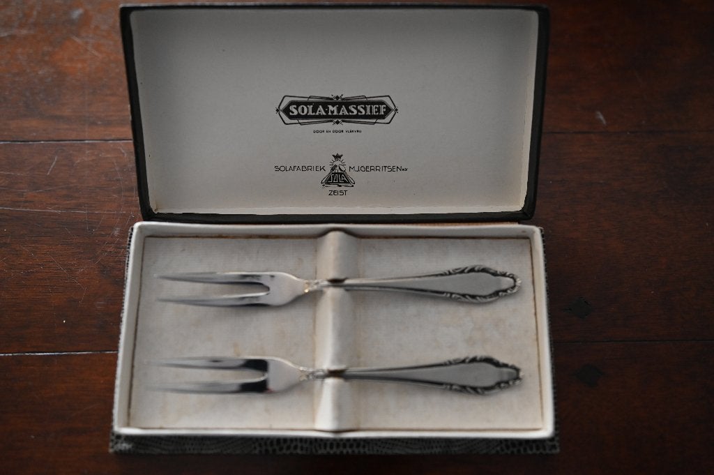 Sola Massief Vleesvorkjes - Set van 2, Antiek en Kunst, Ophalen of Verzenden