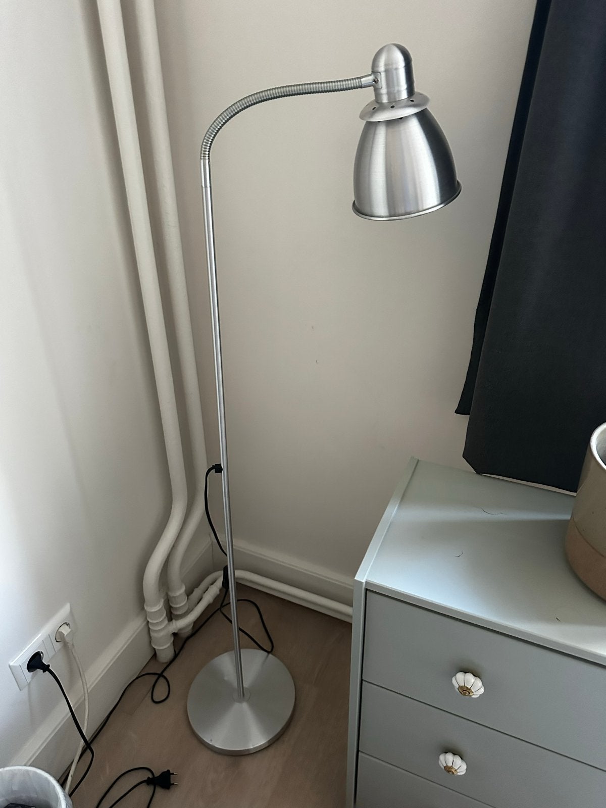 IKEA LERSTA Staande/leeslamp, aluminium chroompatroon, Ophalen, Metaal, 150 tot 200 cm