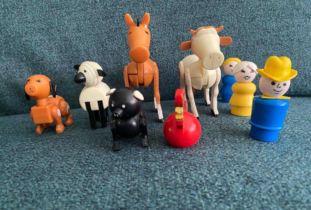 Vintage Fisher Price  dieren uit family farm 915 haan schaap, Ophalen of Verzenden, Zo goed als nieuw, Speelset