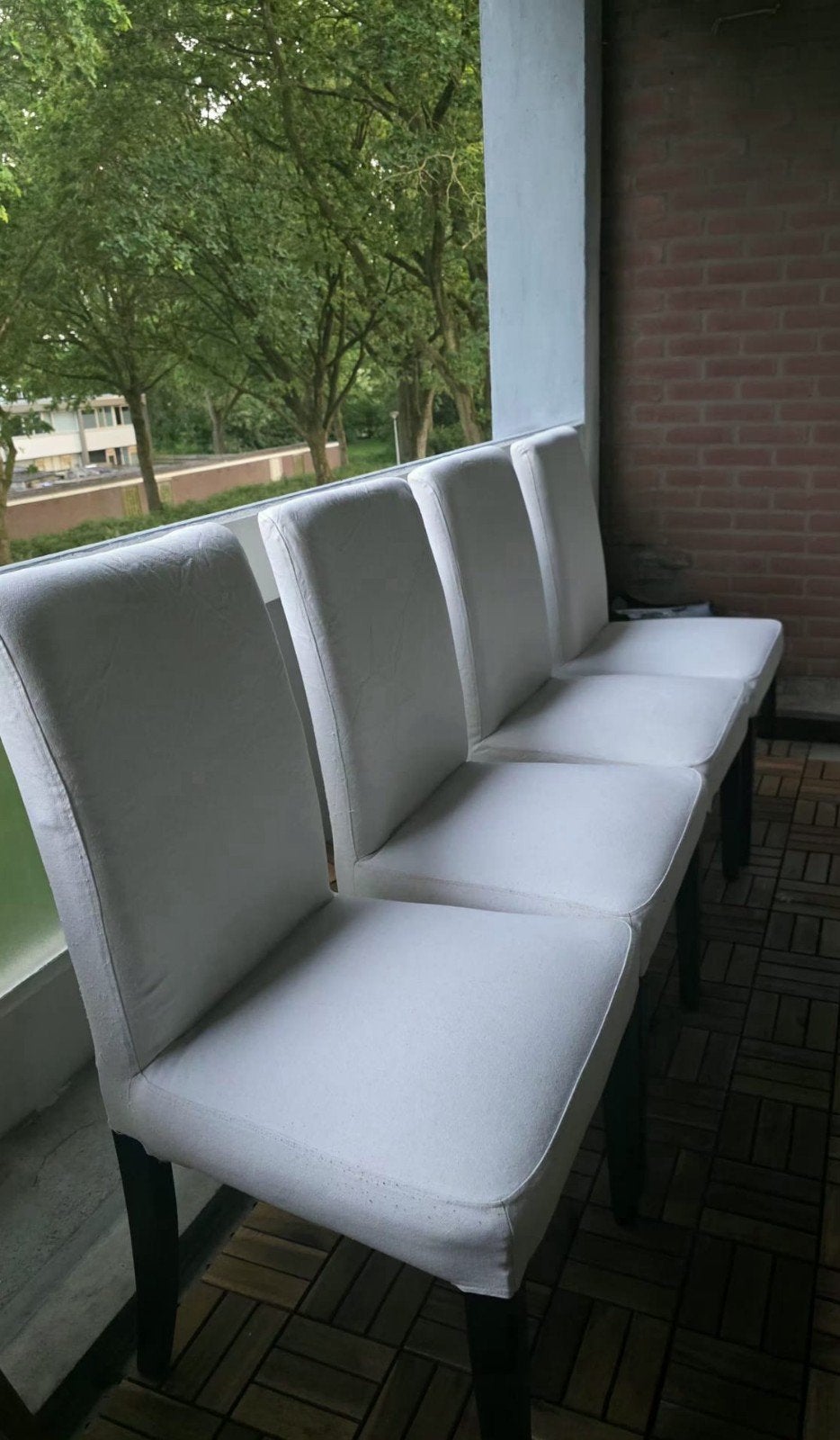 4 Witte stoelen voor eettafel, Ophalen, Gebruikt, Wit
