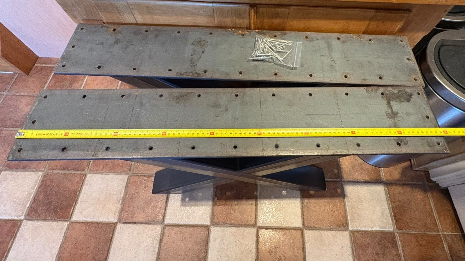 2x Tafelpoot X profiel H 73cm x B 90cm, Ophalen, Rond, 50 tot 100 cm, 50 tot 100 cm