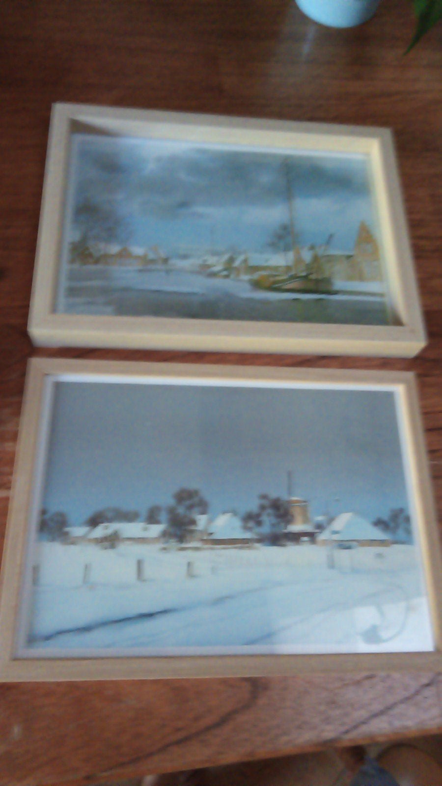 Set van 2 winterse landschappen (32x23 cm), Ophalen of Verzenden, Schilderij