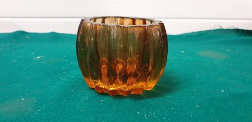 -	waxinelichthouder, oranje glas, Ophalen of Verzenden, 'T Olde Gre-j, Info@toldegrej.nl, Endepoelstraat 20f Didam