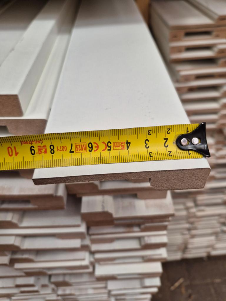 Overzetplint 18x90mm 240cm lang mdf V313 ral9010 gegrond, Ophalen, Nieuw, Mdf, Vroomshoop