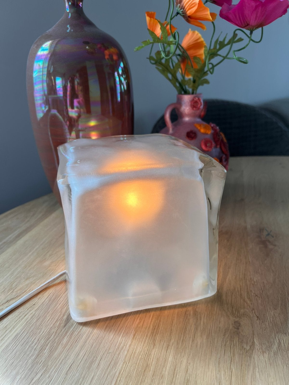 Vintage IKEA Iviken tafellamp – ‘Ice Cube’ – jaren 90, Huis en Inrichting, Lampen | Tafellampen, Ophalen, Gebruikt, E14 (klein)