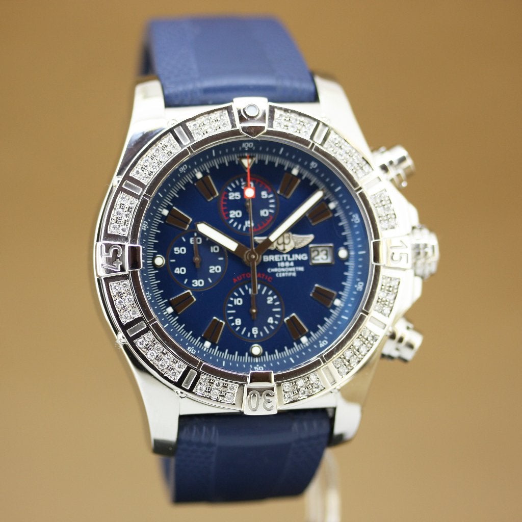 Breitling Super Avenger A13370 Diamant, Gebruikt, Staal, Breitling, Polshorloge