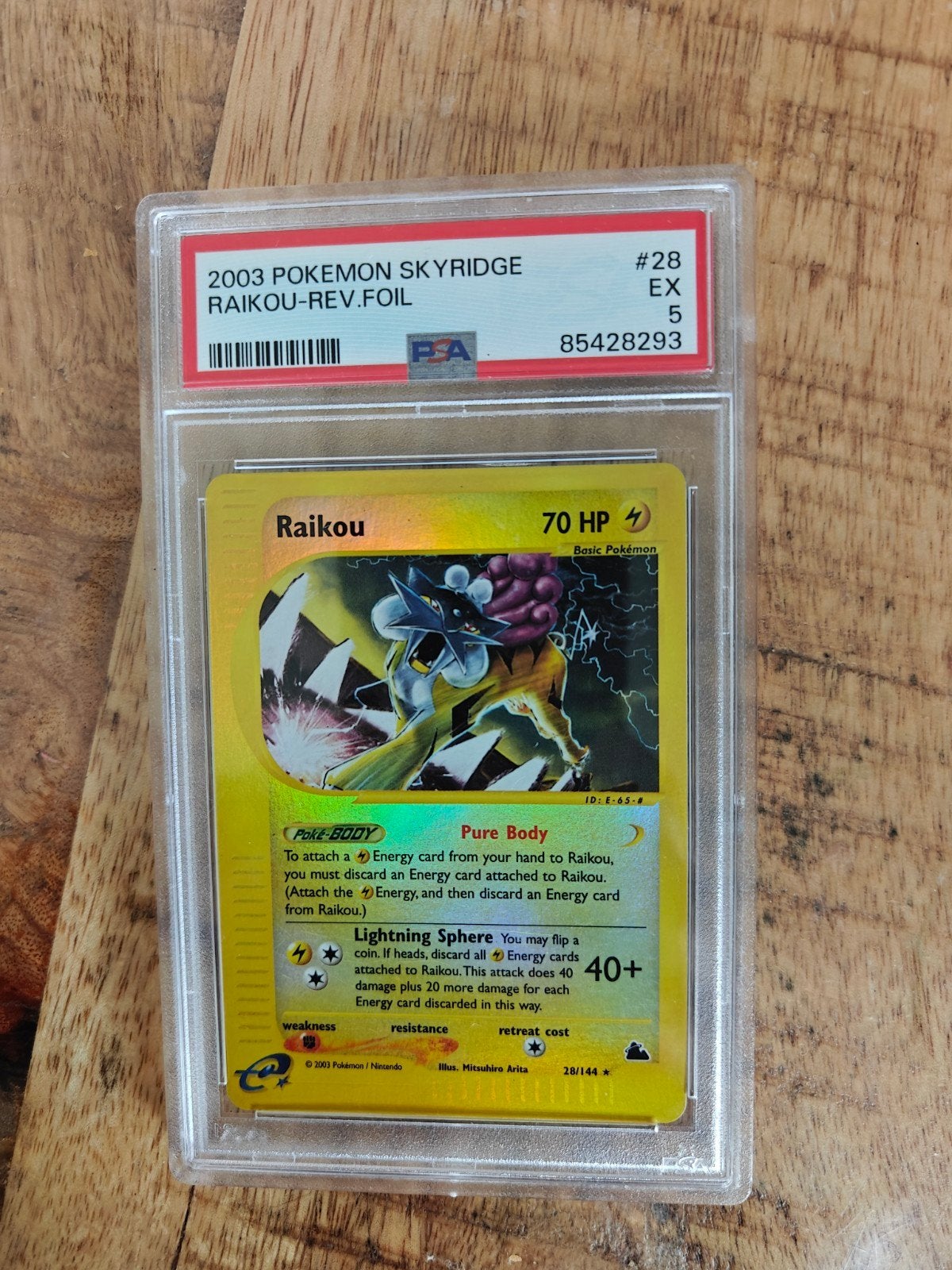 PSA 5 Raikou Reverse Holo EX Skyridge 28/144, Ophalen of Verzenden, Zo goed als nieuw, Losse kaart