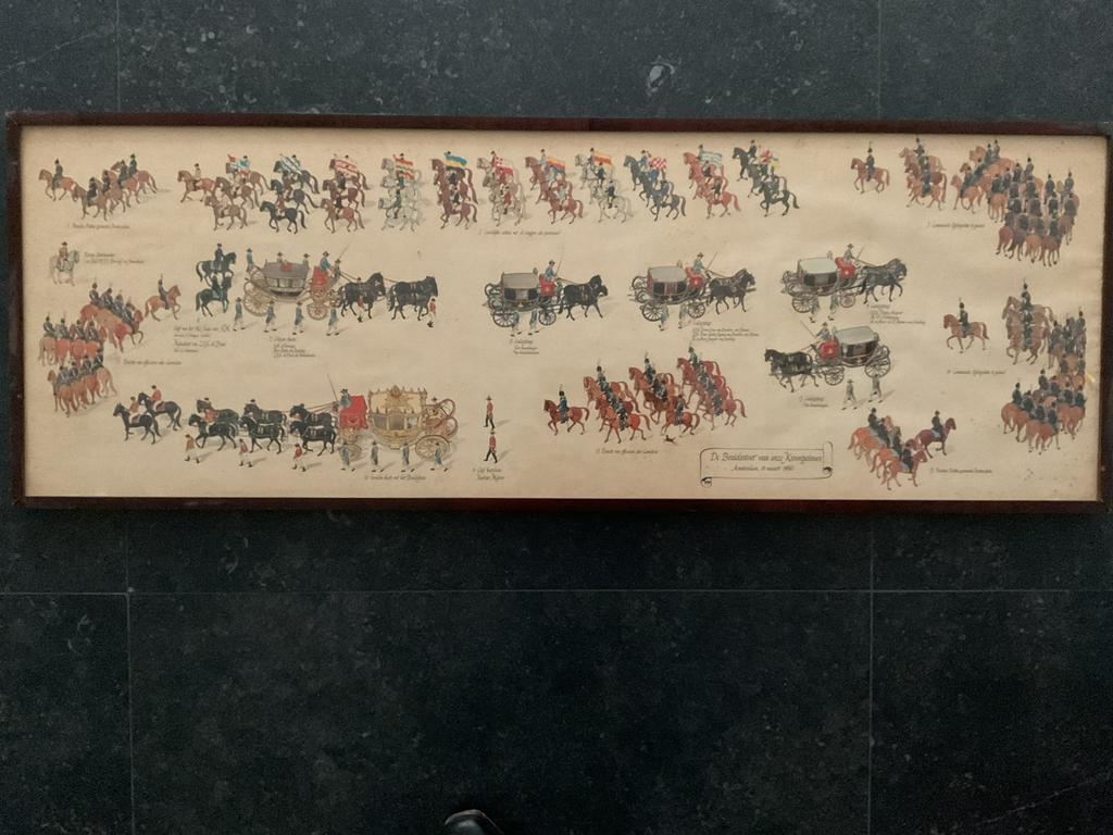 Litho bruidsstoet prinses Beatrix en Claus, Ophalen, Gebruikt, Nederland, Kaart, Foto of Prent