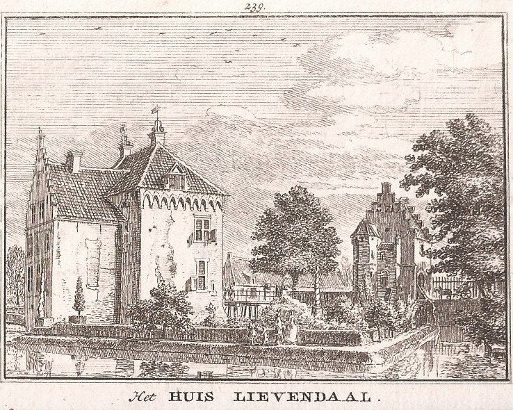 Amerongen Huis Lievendaal Kopergravure H. Spilman - ca. 1750, Antiek en Kunst, Kunst | Etsen en Gravures, Architectuur, Ophalen of Verzenden